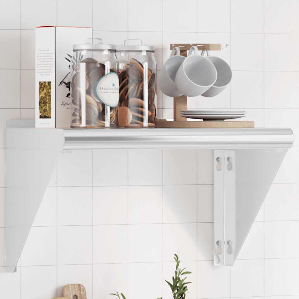 Wandregal 100x45x31 cm Silbern Edelstahl