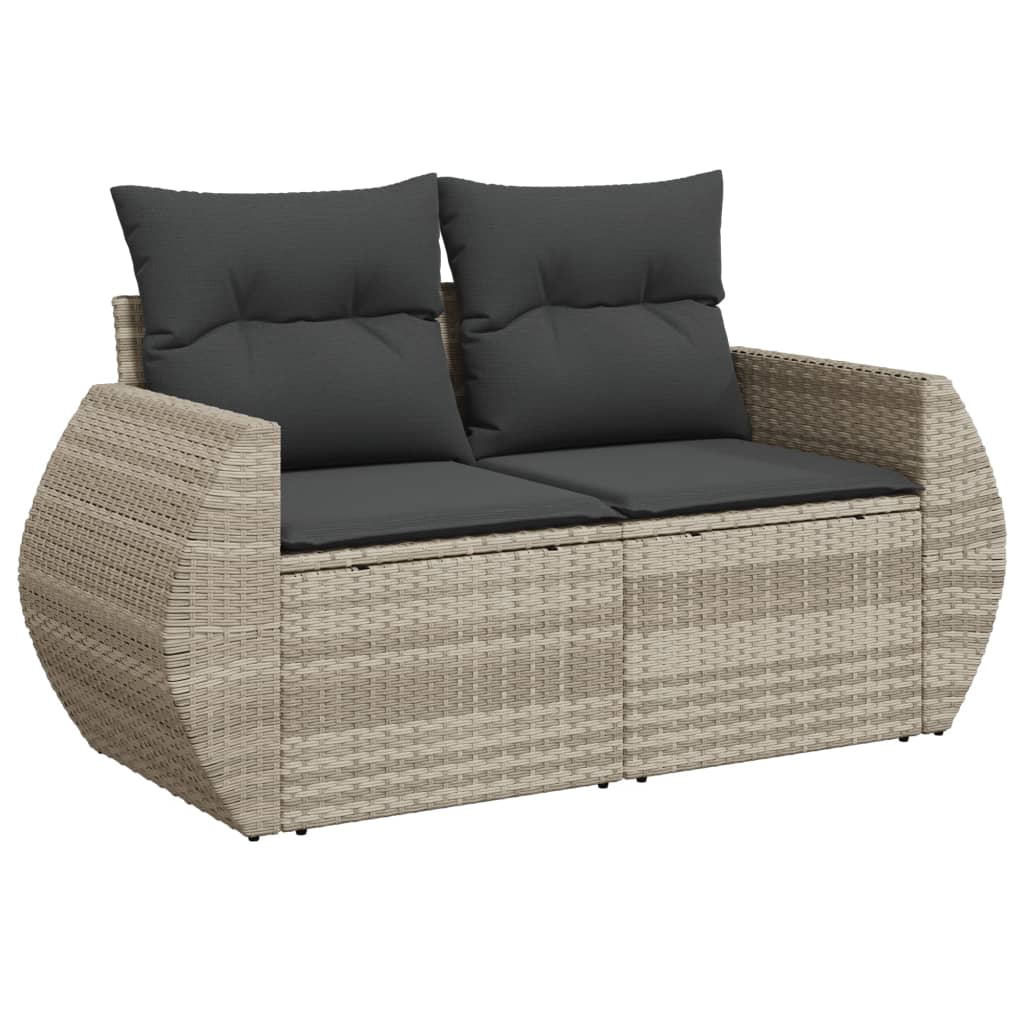 10-tlg. Garten-Sofagarnitur mit Kissen Schwarz Poly Rattan