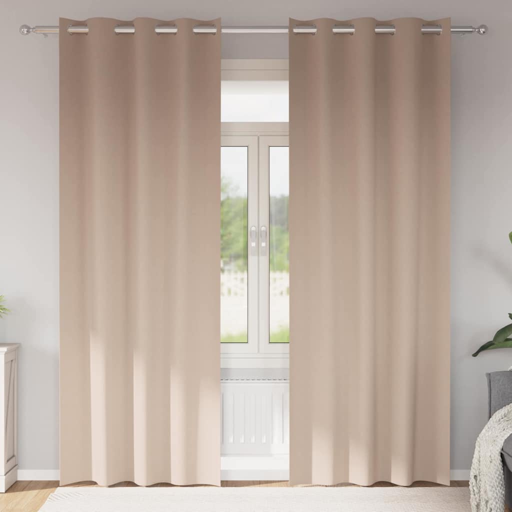 Verdunkelungs-Vorhänge mit Ringen 2 pcs Beige 140 x 140 cm