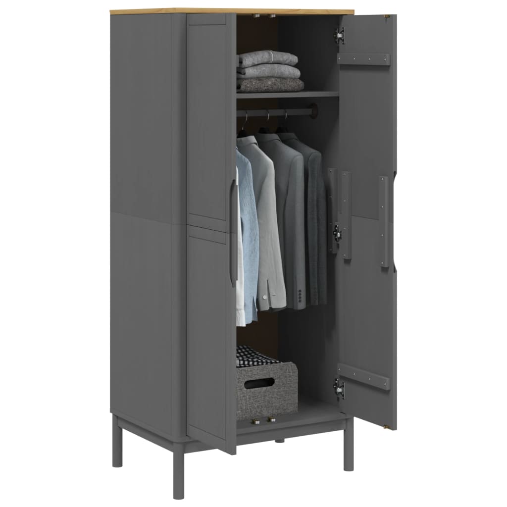 Kleiderschrank FLORO Weiß 77x53x171 cm Massivholz Kiefer