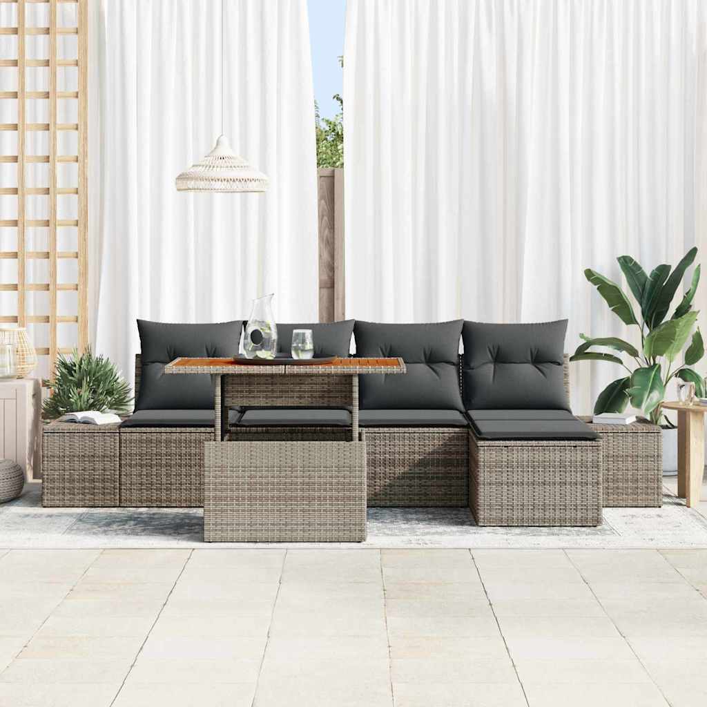 Garten Essgruppe mit Kissen 6 pcs Schwarz und Creme