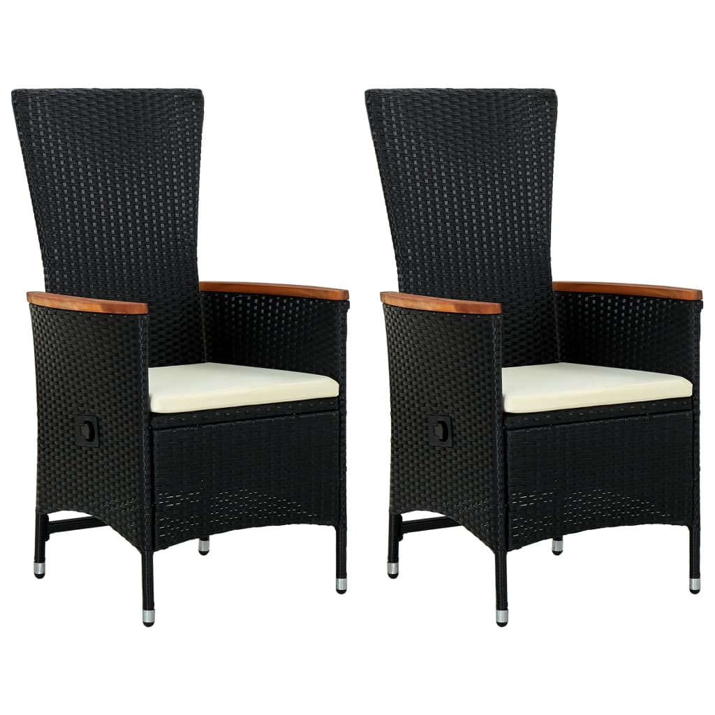 Garten-Liegestühle 2 Stk. mit Auflagen Poly Rattan Schwarz