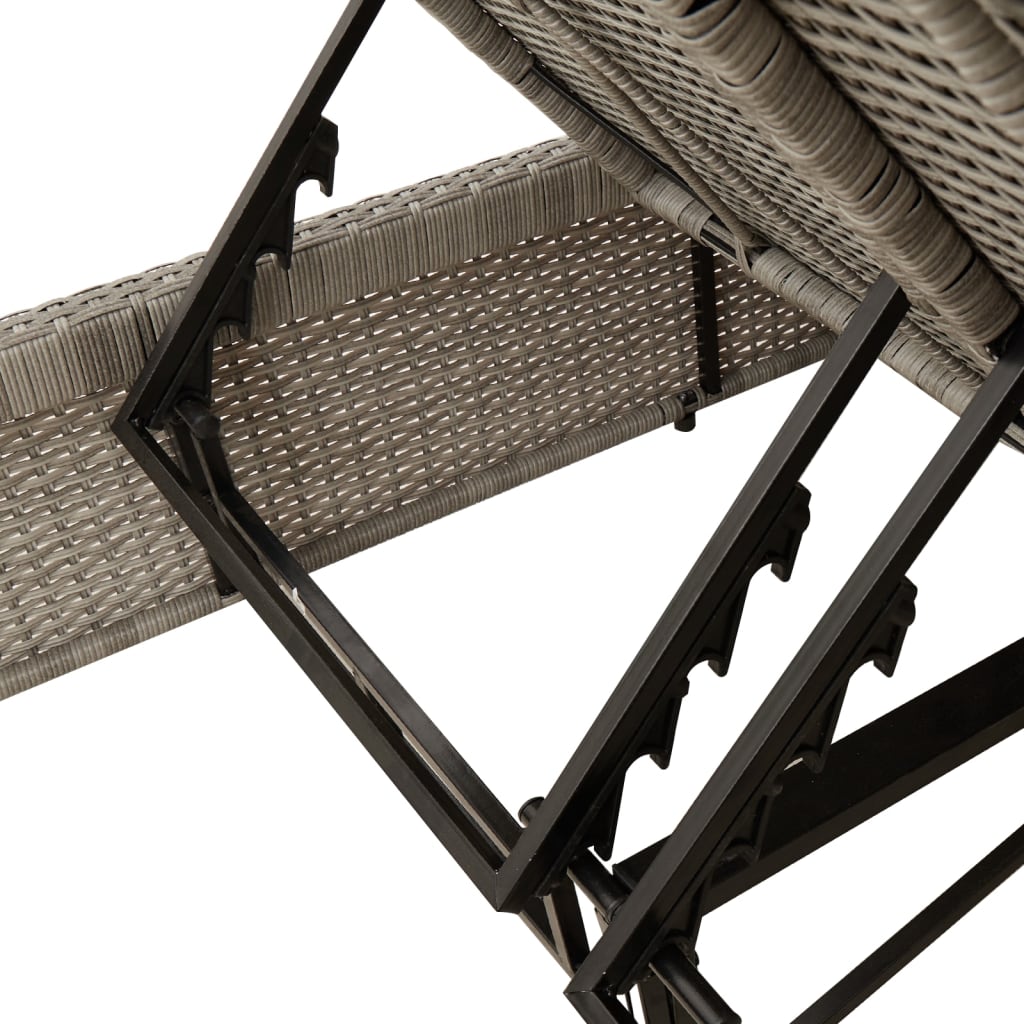 Doppel-Sonnenliege mit Kissen Schwarz Poly Rattan