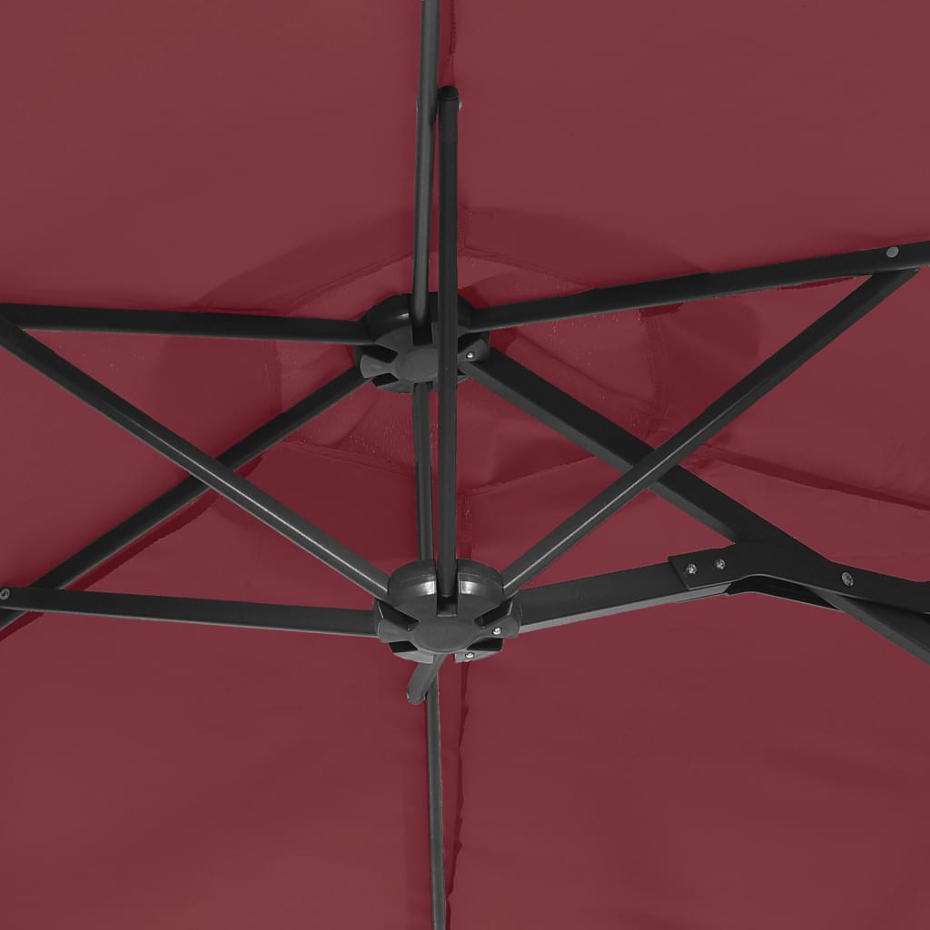 Doppel-Sonnenschirm mit LED-Leuchten Sandweiß 316x145 cm