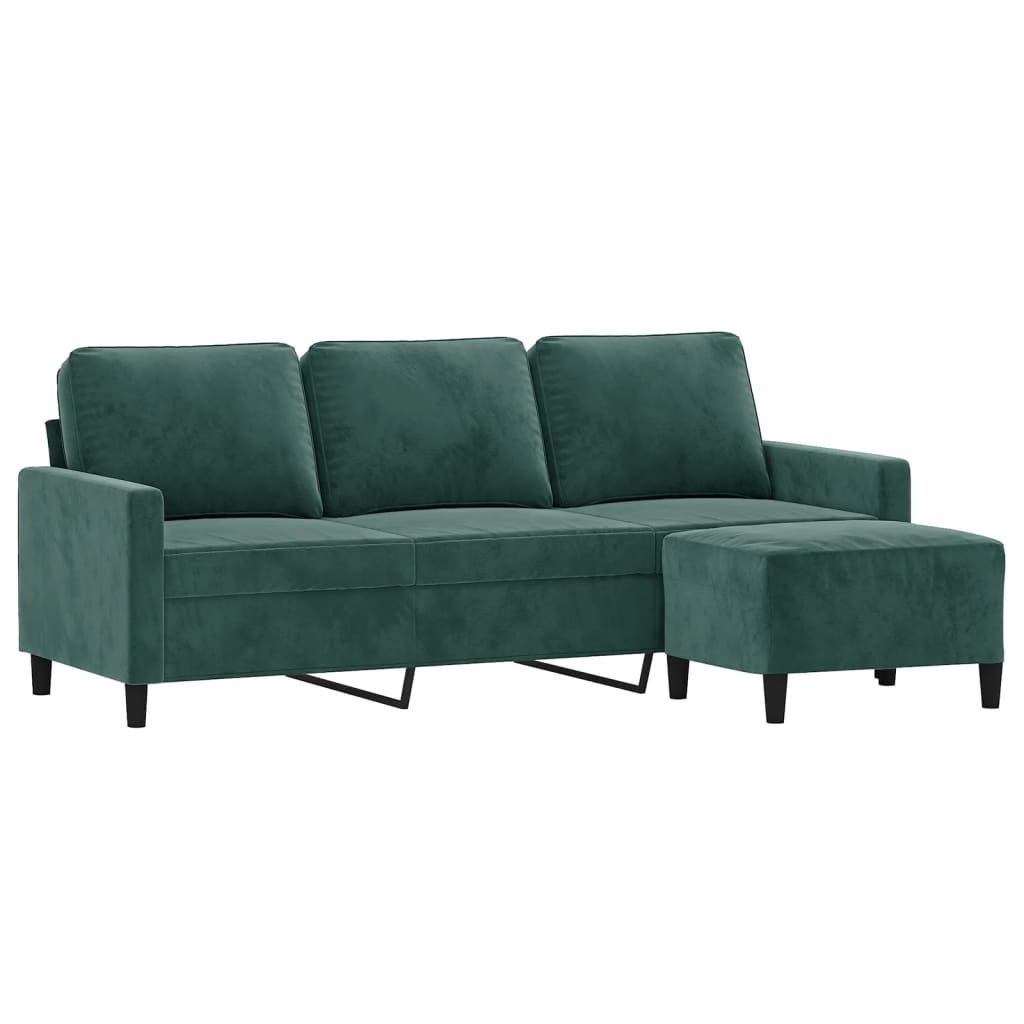 3-Sitzer-Sofa mit Hocker Rosa 180 cm Samt