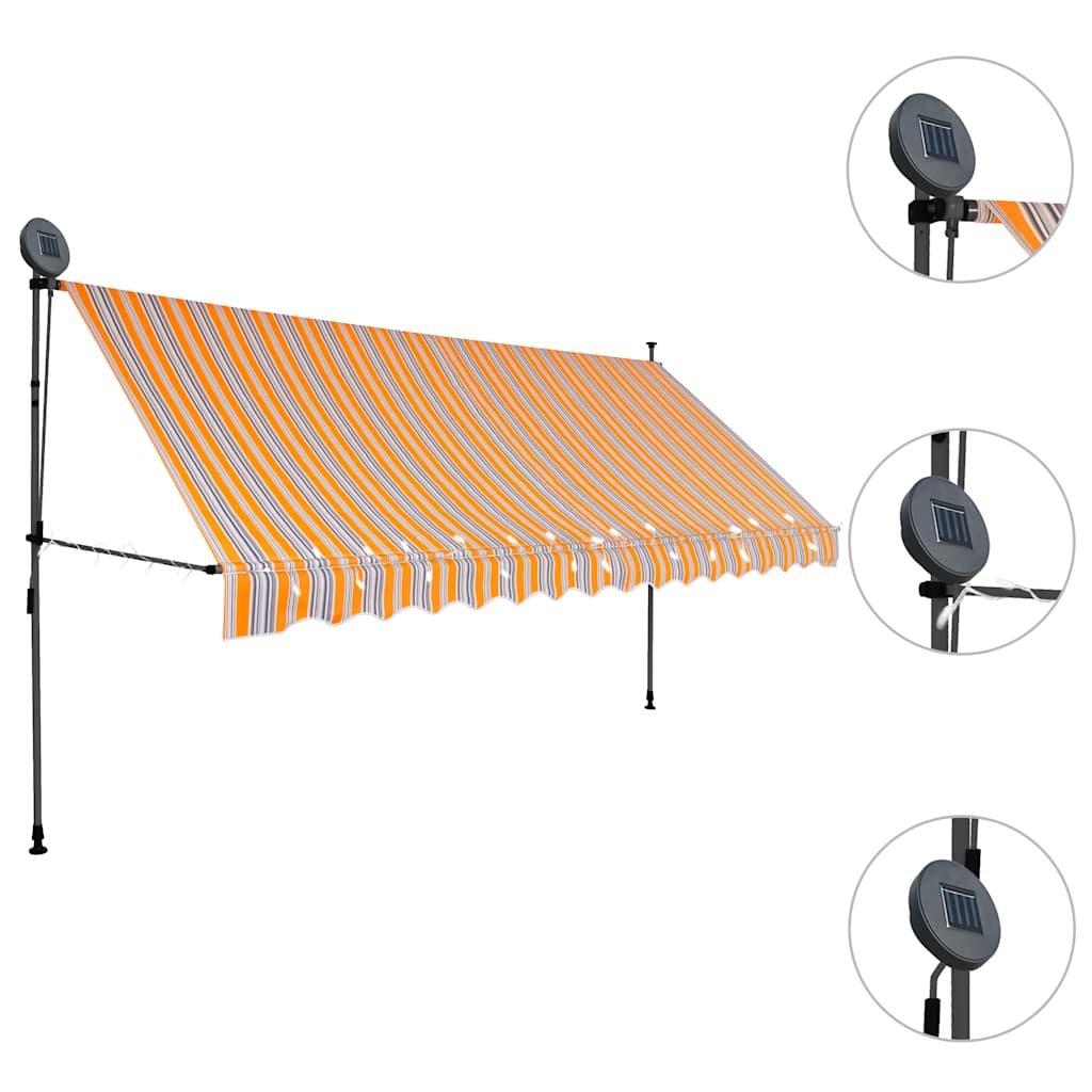 Einziehbare Markise Handbetrieben mit LED 100 cm Blau und Weiß