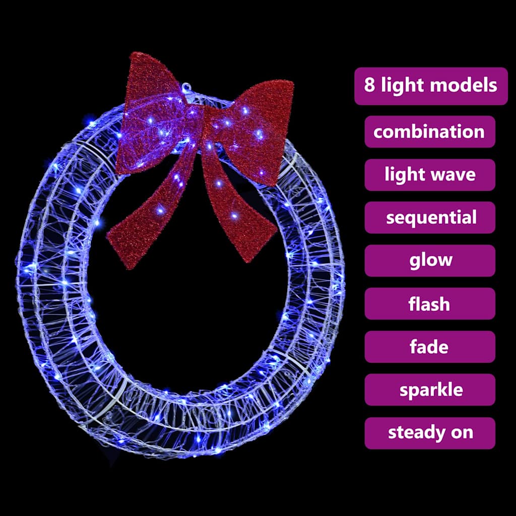 Kranz mit 60 LEDs Warmweiß 76 x 76 x 8,5 cm Acryl