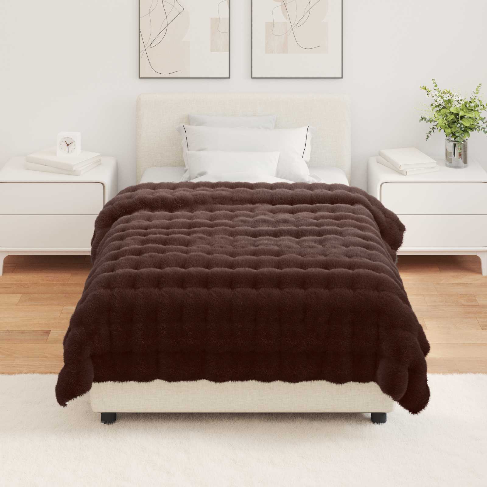 Rutschfeste Decke aus Kunstkaninchenfell Olite Beige Polyester