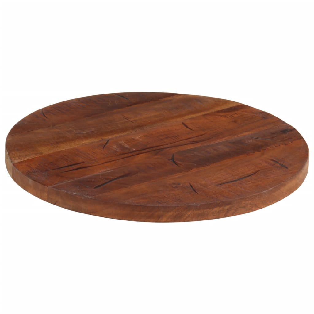 Tischplatte Ø 40x2,5 cm Rund Raues Massives Mangoholz