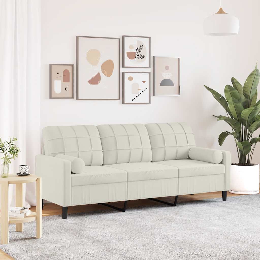 2-Sitzer-Sofa mit Zierkissen Hellgrau 120 cm Samt