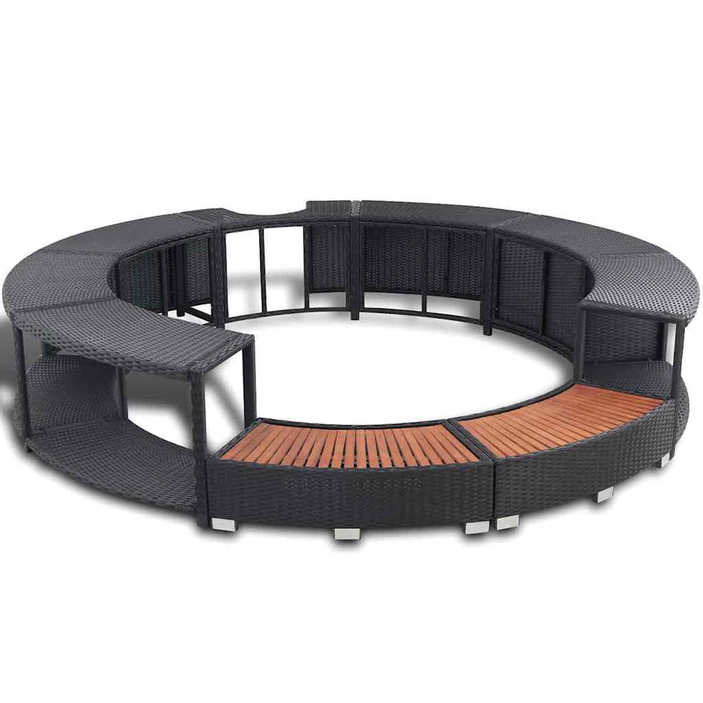 Whirlpool-Umrandung Grau Poly Rattan