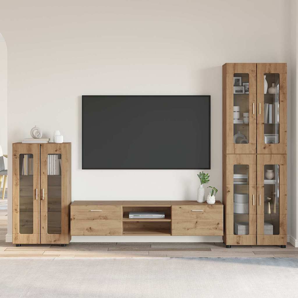 Highboard mit Regal FLORIN Weiß 60 x 35 x 182 cm Holzwerkstoff