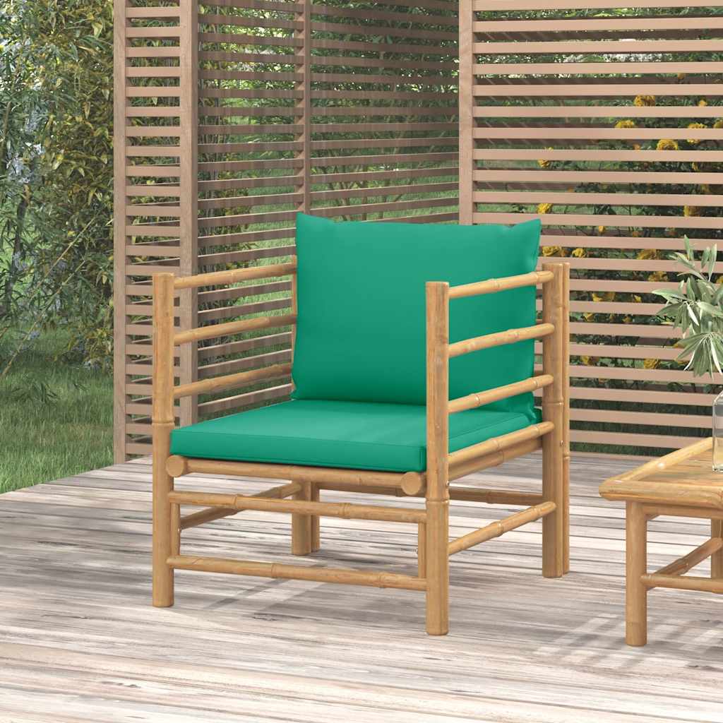 3-tlg. Garten-Lounge-Set mit Hellgrauen Kissen Bambus