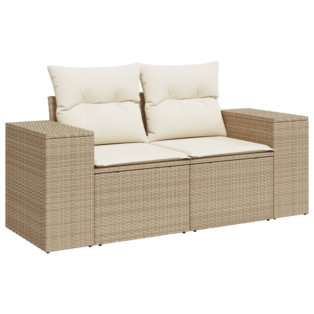 5-tlg. Garten-Sofagarnitur mit Kissen Schwarz Poly Rattan