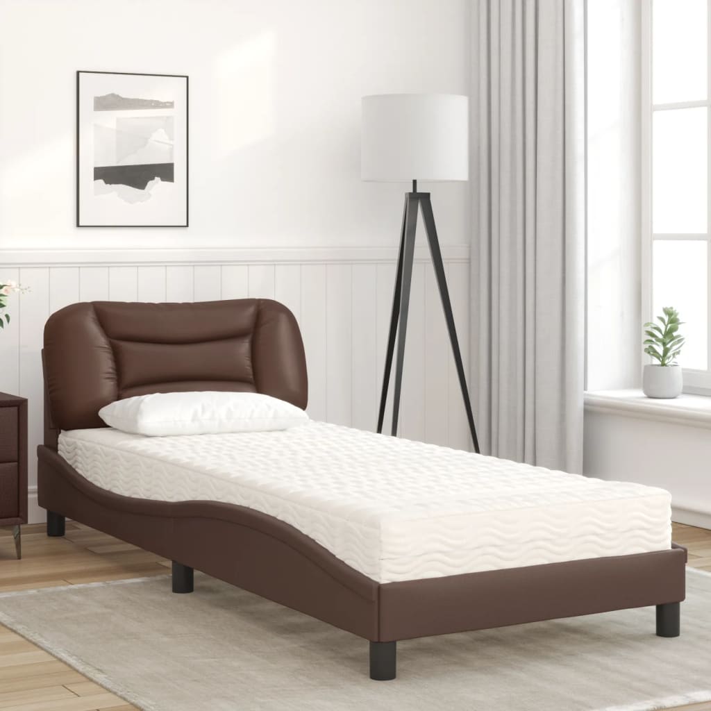 Bett mit Matratze "Hvar" Schwarz 80x200 cm Kunstleder
