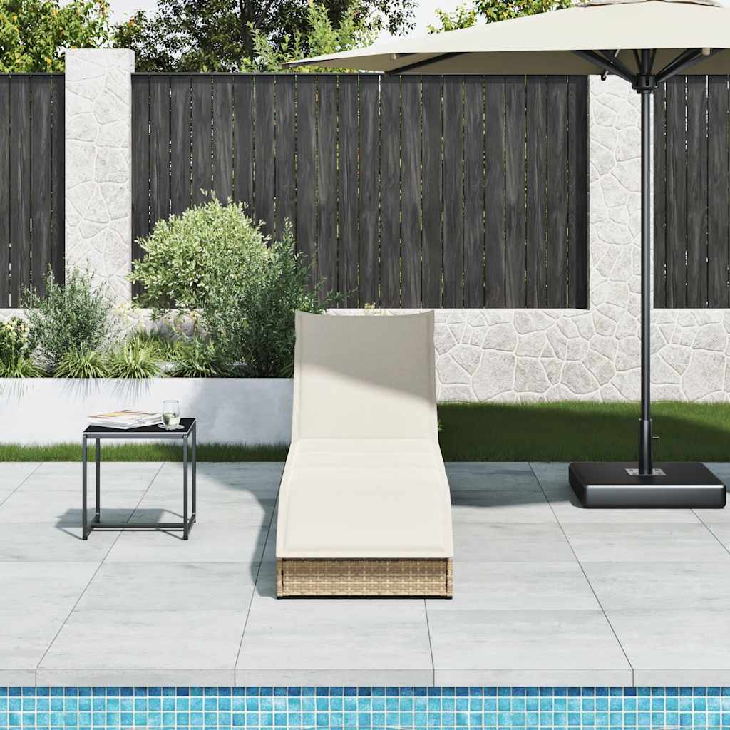 Klappliege mit Auflage und Stauraum Schwarz Poly-Rattan