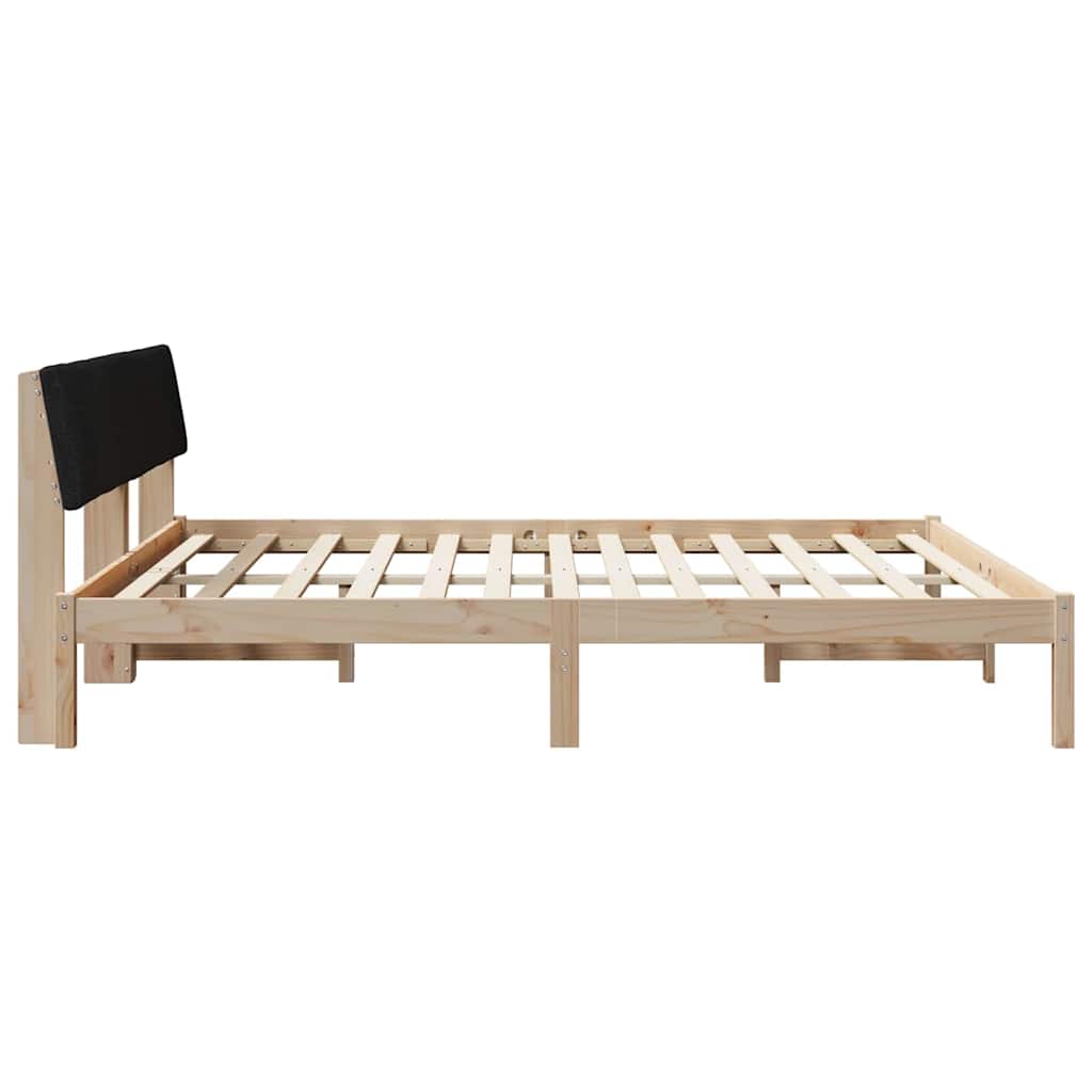 Bettgestell Braun und hellgrau 200 x 200 cm Massivholz Kiefer