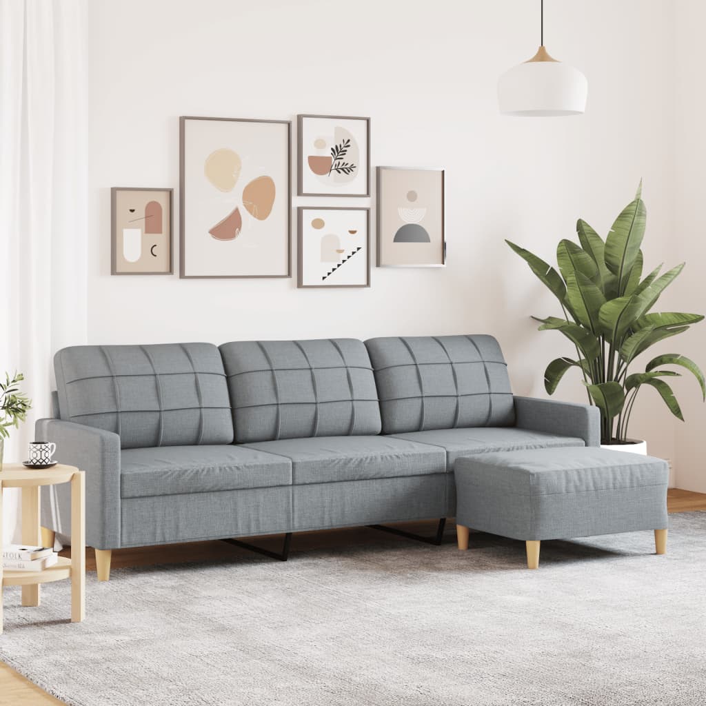 3-Sitzer-Sofa mit Hocker Taupe 180 cm Stoff