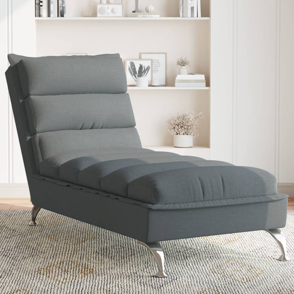 Chaiselongue mit Kissen Hellgrau Stoff