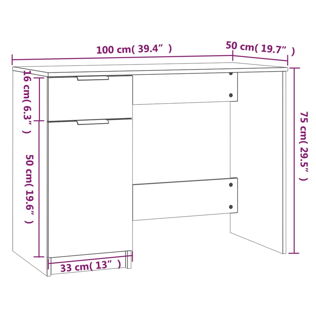 Schreibtisch Weiß 100x50x75 cm Holzwerkstoff