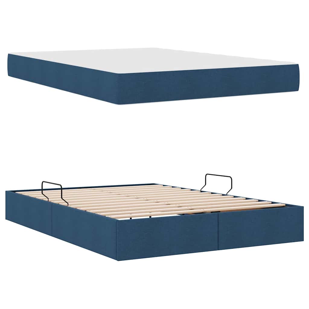 Aufbewahrungsbett mit Matratze Hellgrau 90 x 190 cm Polyester