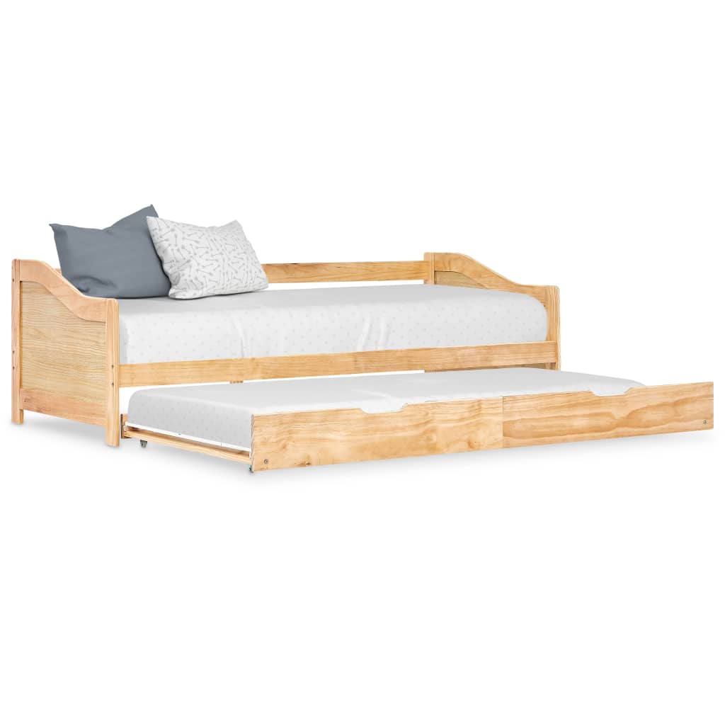 Ausziehsofa Bettgestell Weiß Kiefernholz 90×200 cm