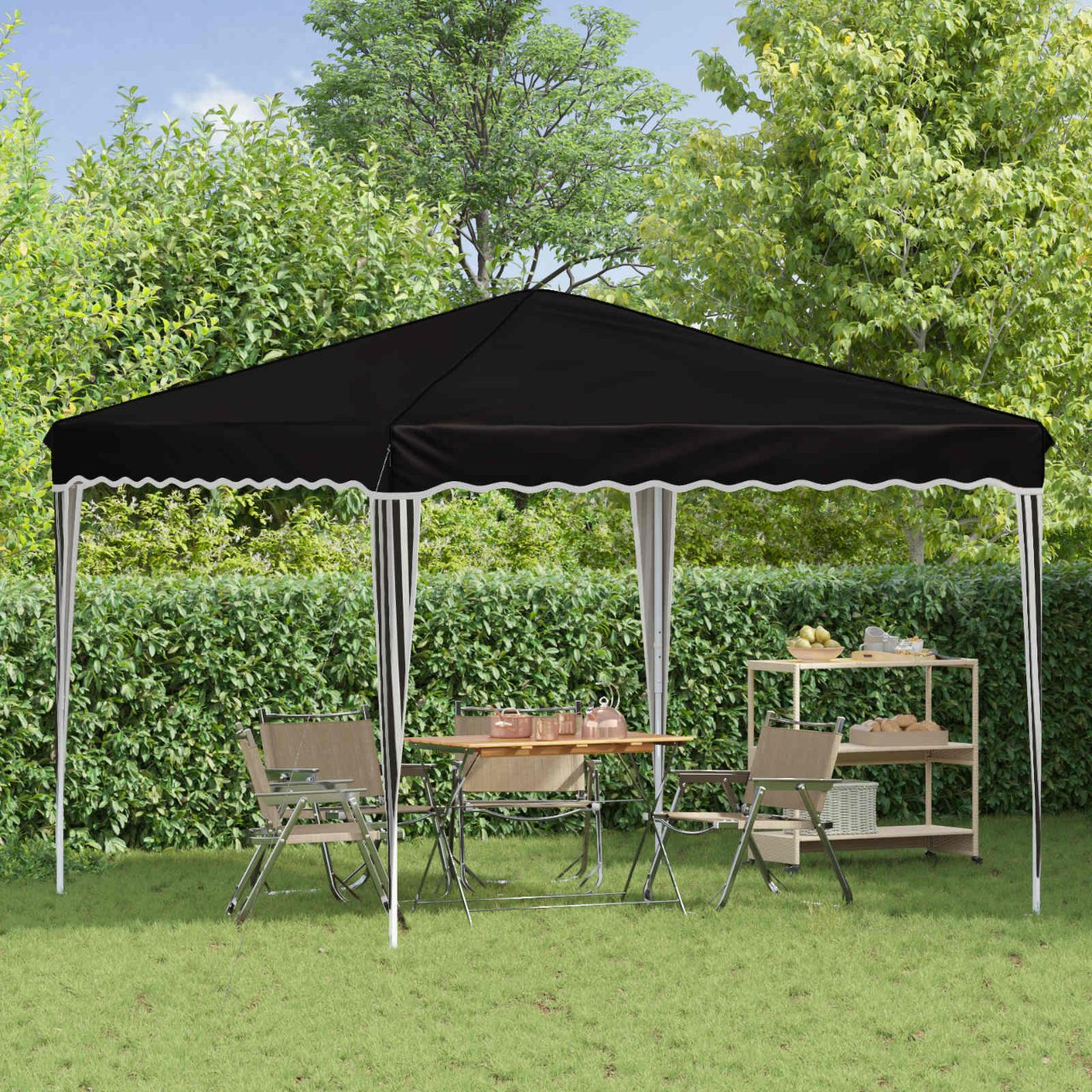 Pop-up Partyzelt 288 x 288 x 245 cm Creme Oxford-Stoff