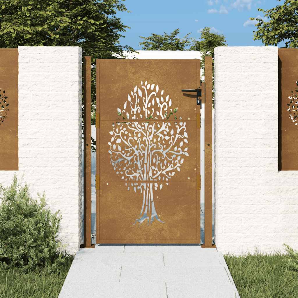 Gartentor 100x75 cm Cortenstahl Baumdesign