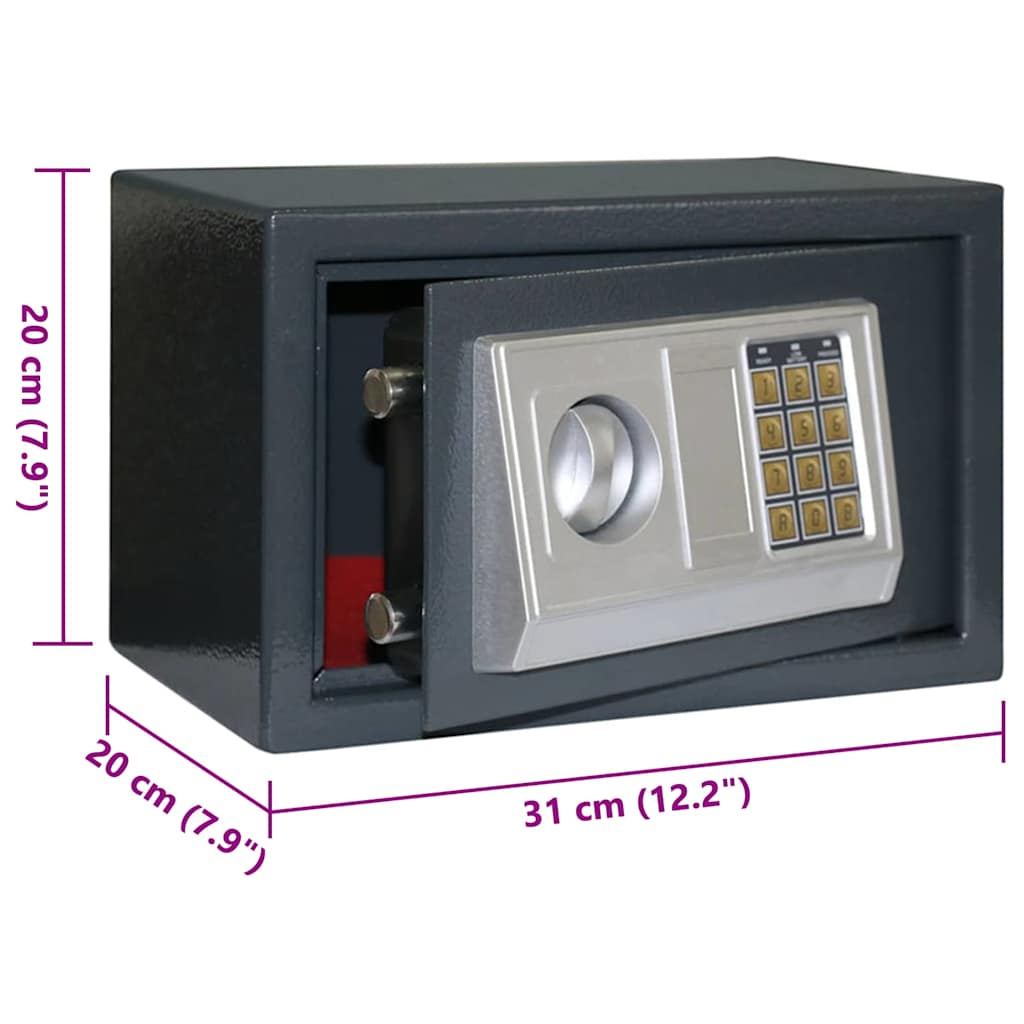 Digitaler Safe mit Schloss Dunkelgrau 23 x 17 x 17 cm Stahl