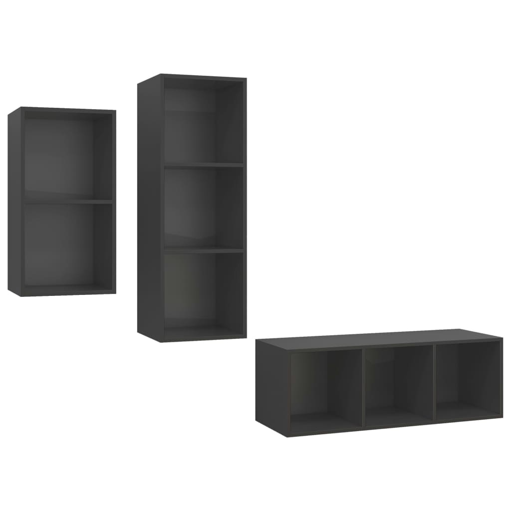 3-tlg. TV-Schrank-Set Weiß Holzwerkstoff