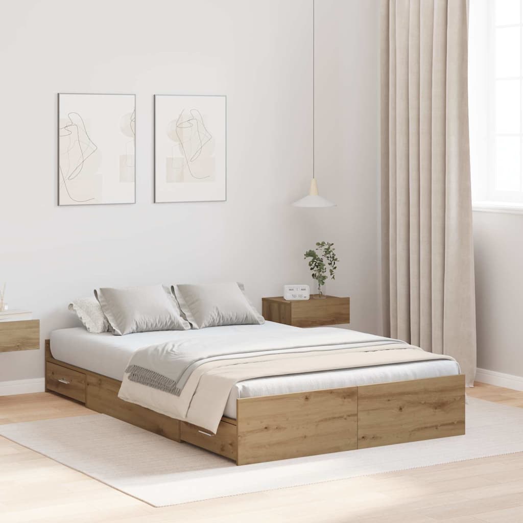 Aufbewahrungsbettgestell Weiß 200 x 200 cm Holzwerkstoff