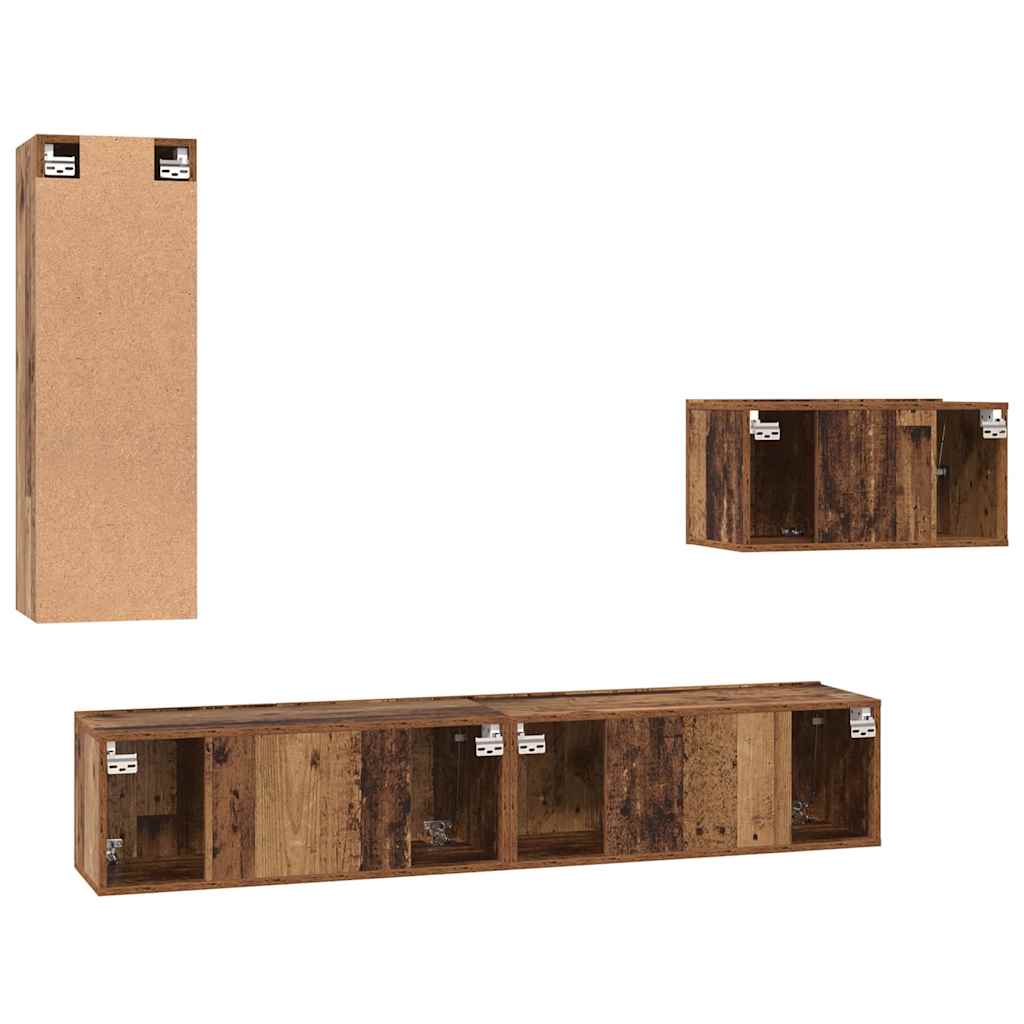 4-tlg. TV-Schrank-Set Weiß Holzwerkstoff