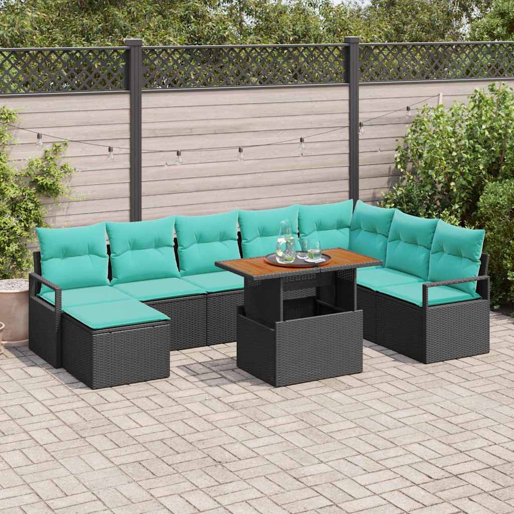 Garten Essgruppe mit Kissen 9 pcs Grau und Marineblau