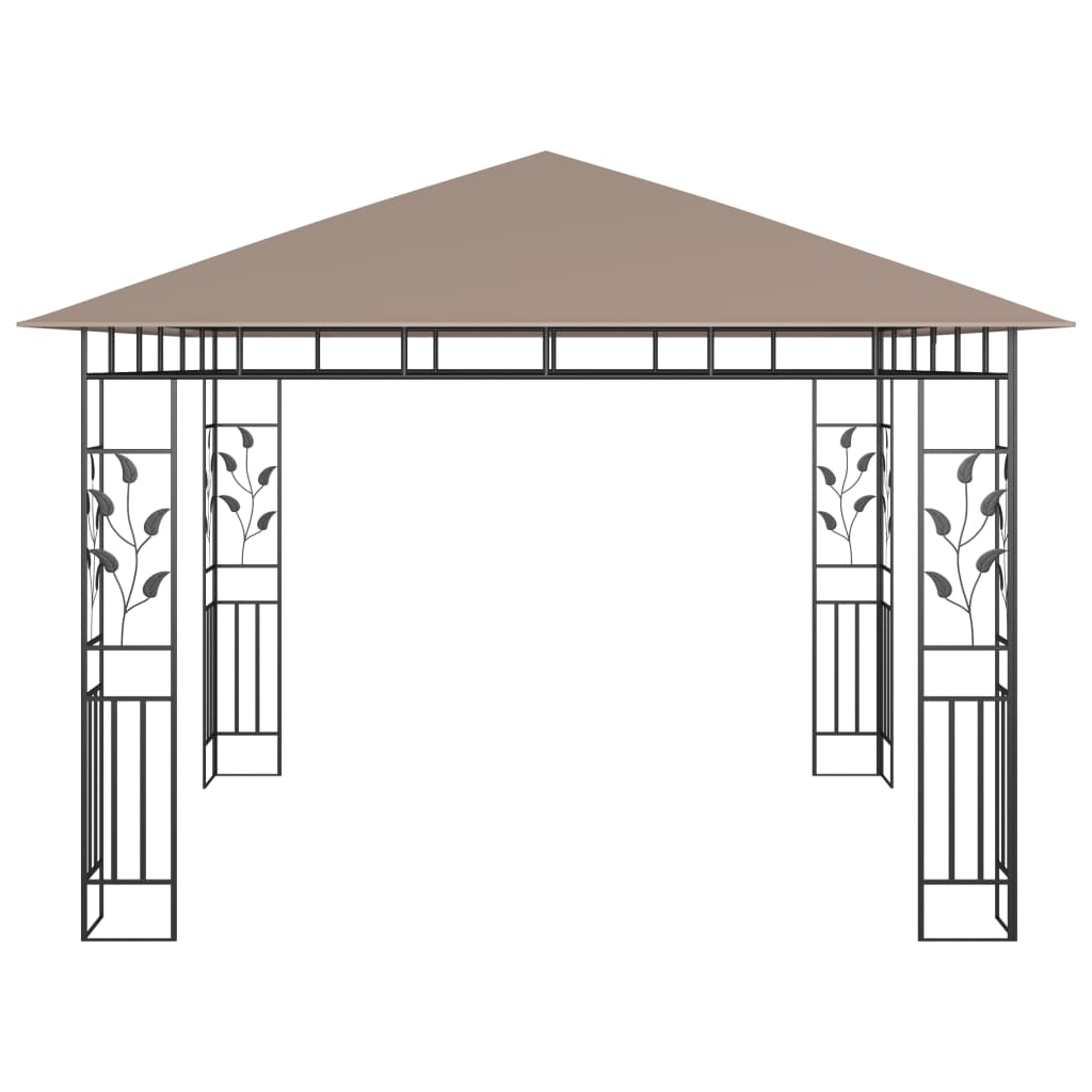 Pavillon mit Moskitonetz & LED-Lichterkette 3x3x2,73m Cremeweiß