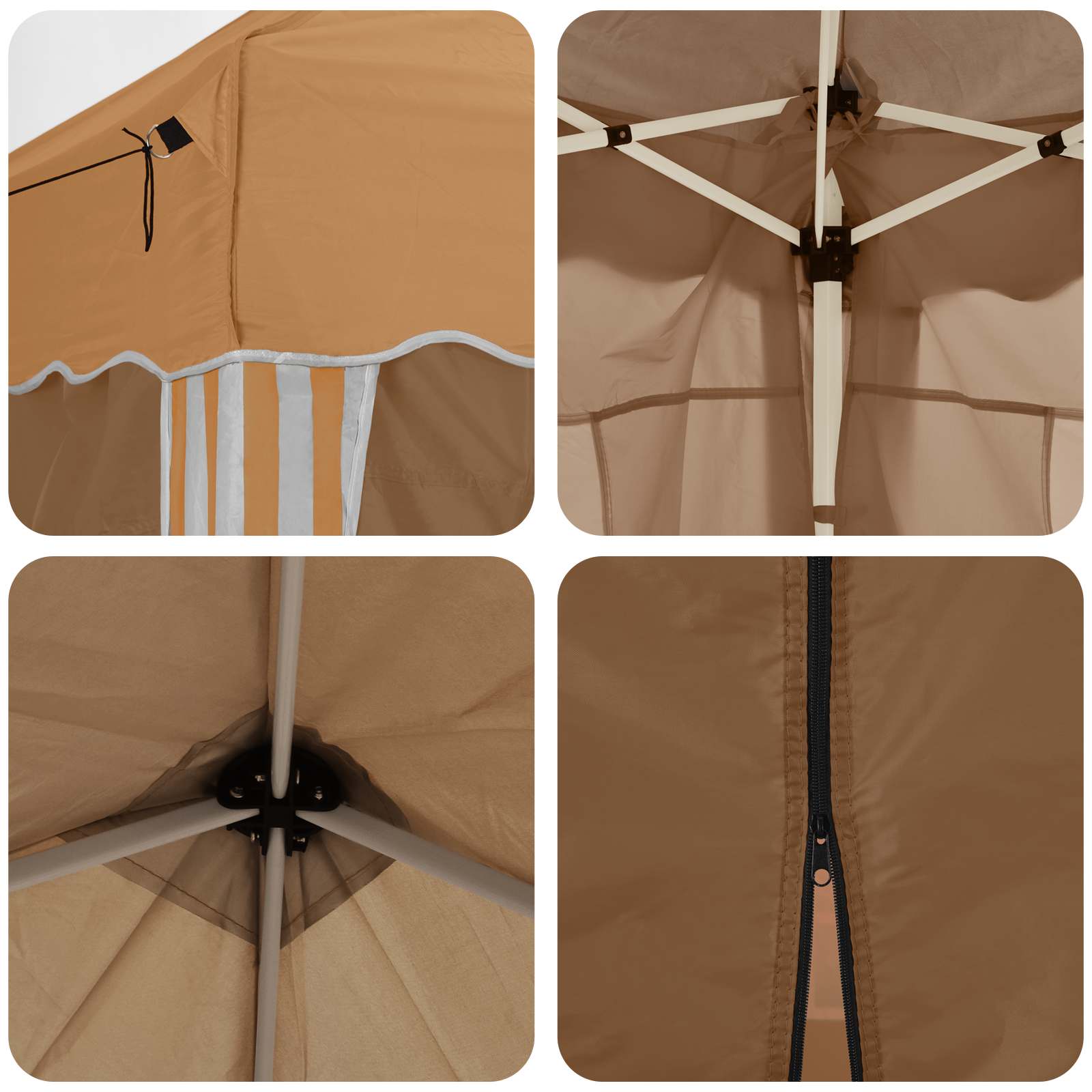 Pop-up Partyzelt 195 x 195 x 245 cm Creme Oxford-Stoff