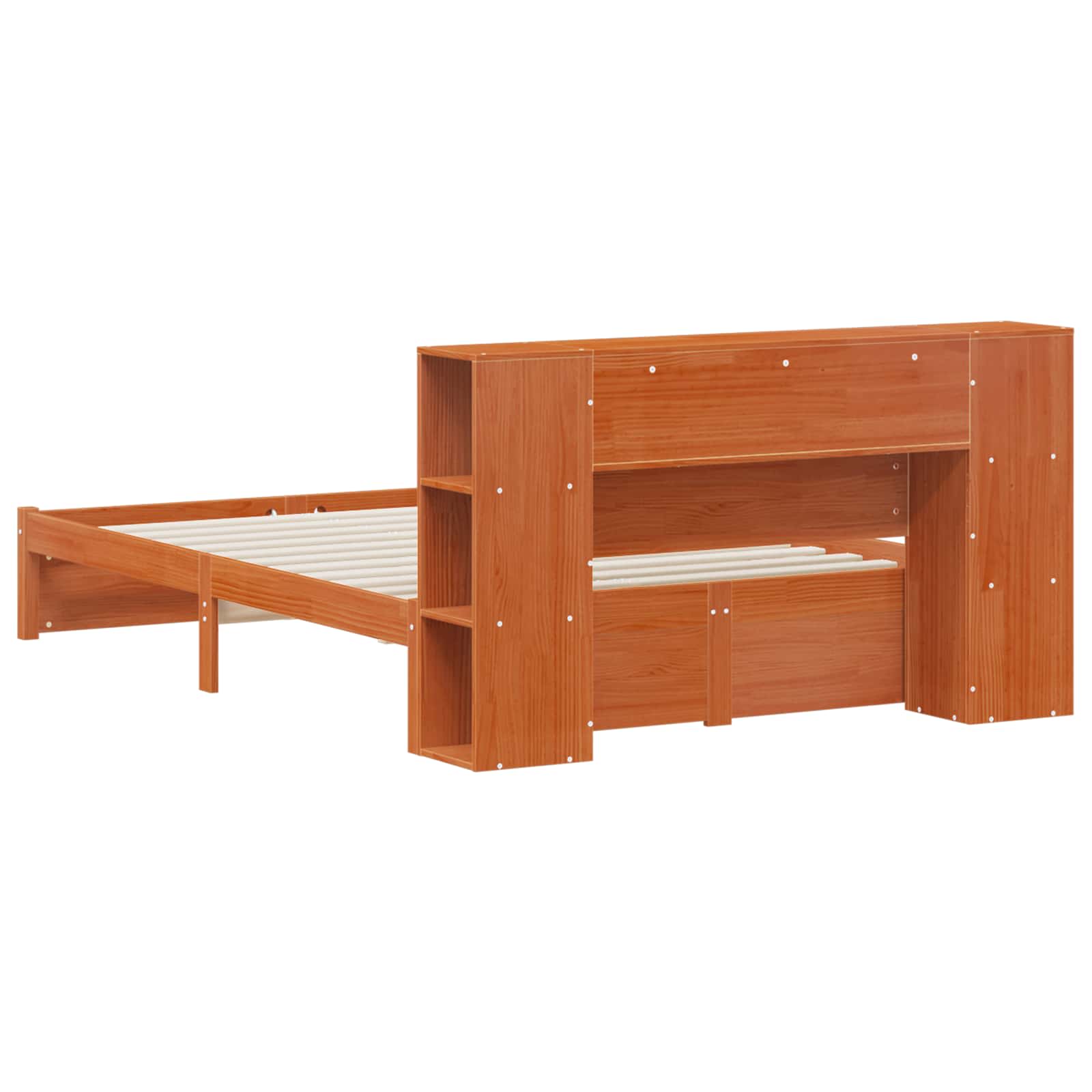 Bettgestell mit Aufbewahrungskopfteil 2 pcs Wachsbraun