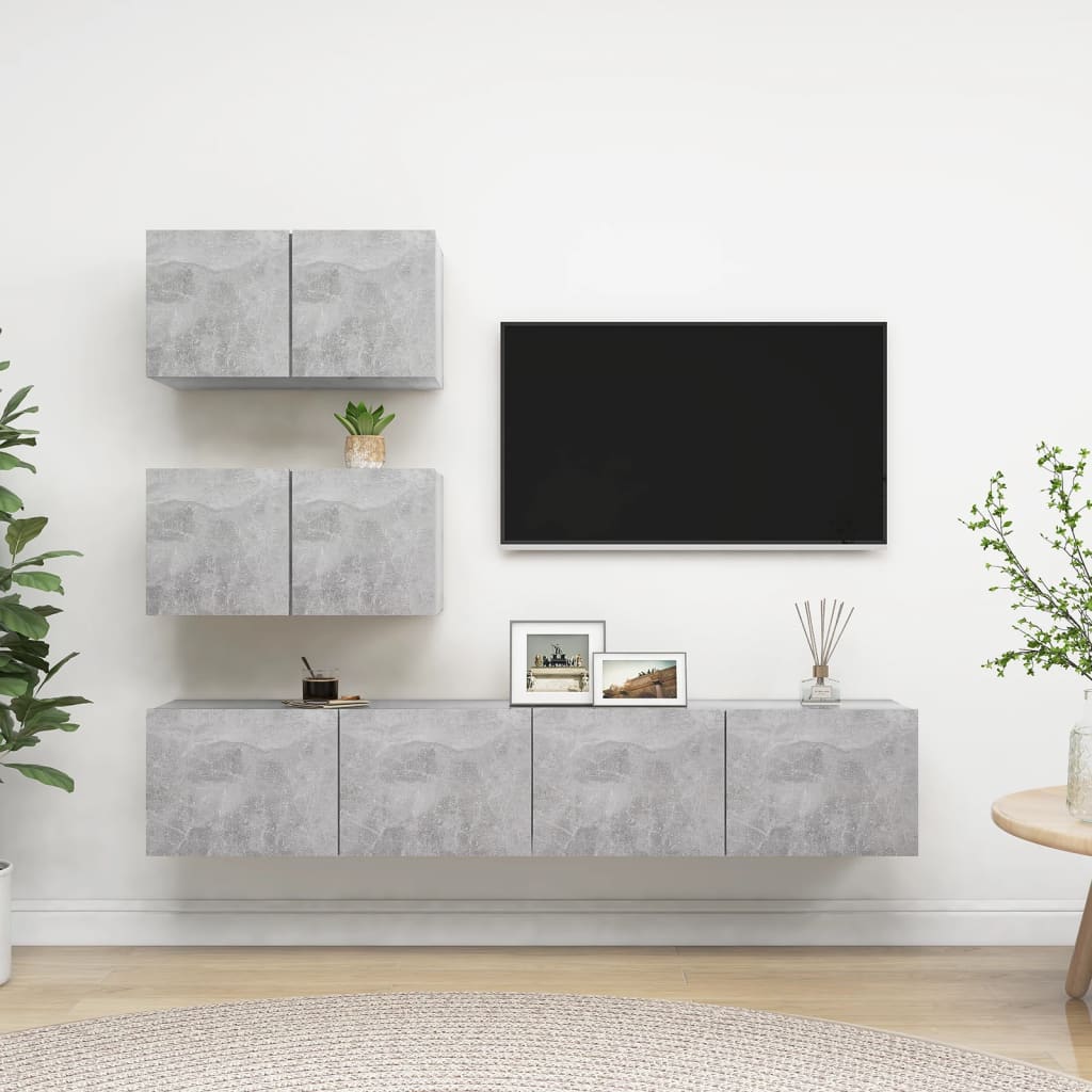 4-tlg. TV-Schrank-Set Weiß Holzwerkstoff