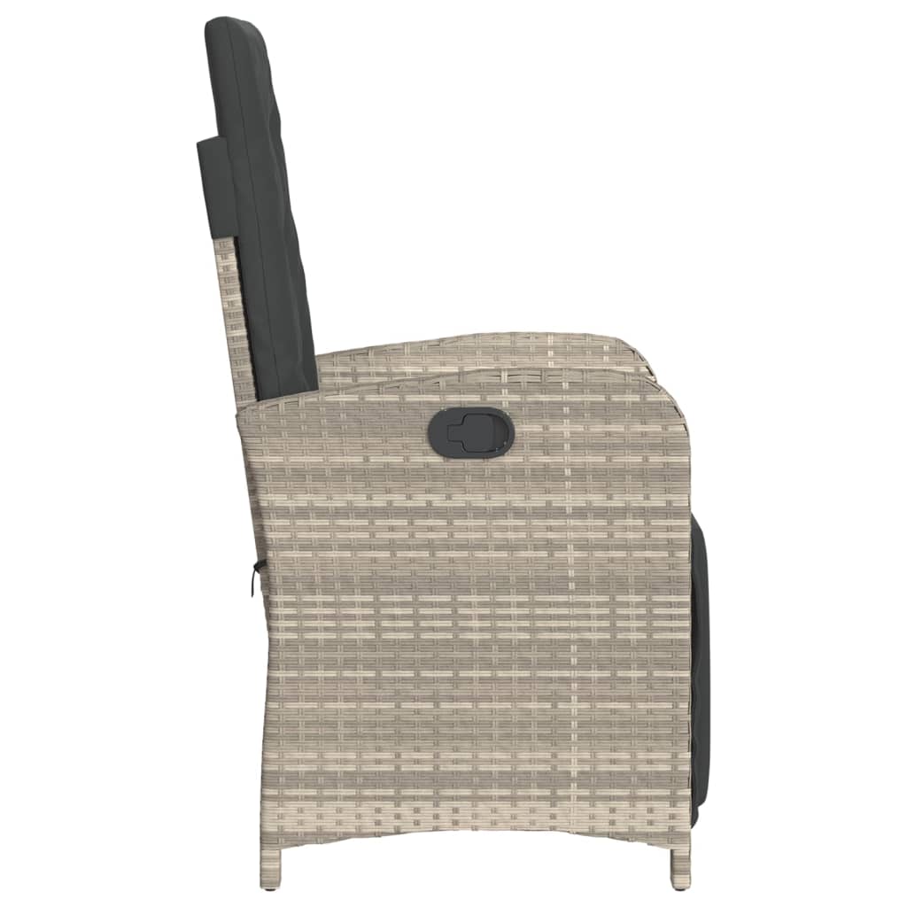 Gartensessel mit Fußteil Verstellbar Schwarz Poly Rattan