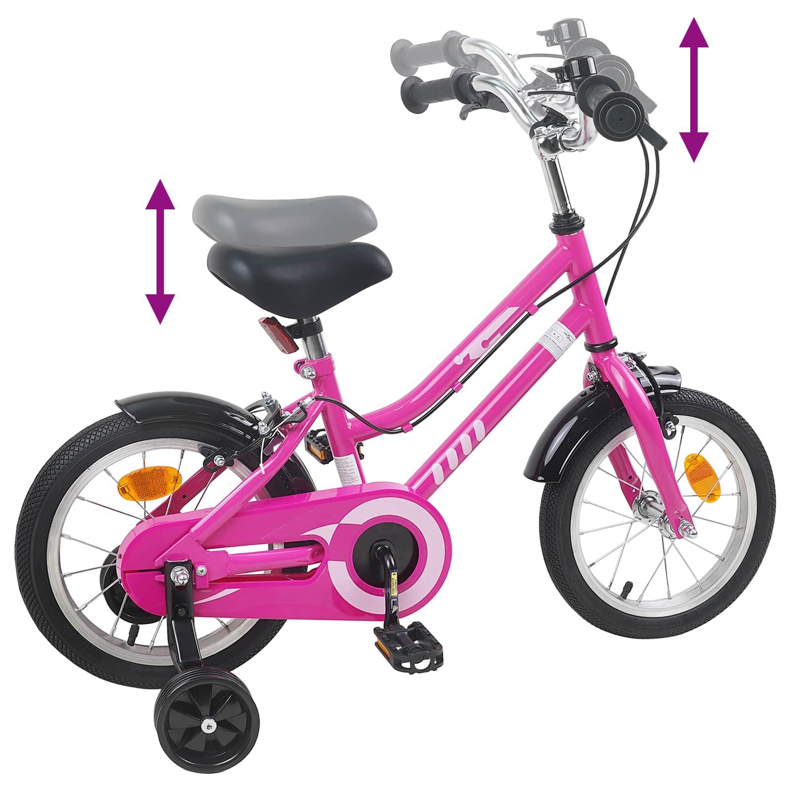 Kinderfahrrad 12 Zoll für 2-4 Jahre alt Pink Weiß