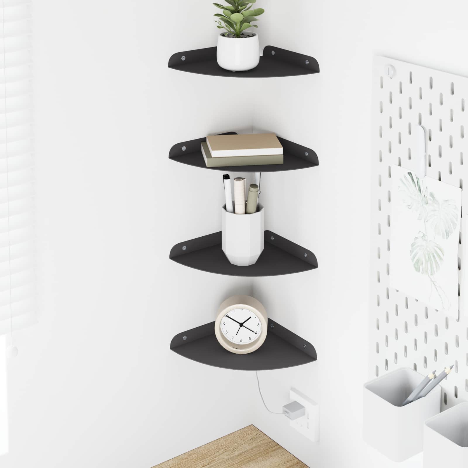 Schwebendes Regal mit Regal 2 pcs Schwarz 15 x 15 x 2 cm