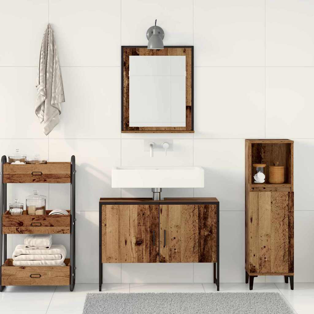 2-tlg. Badmöbel-Set Räuchereiche Holzwerkstoff