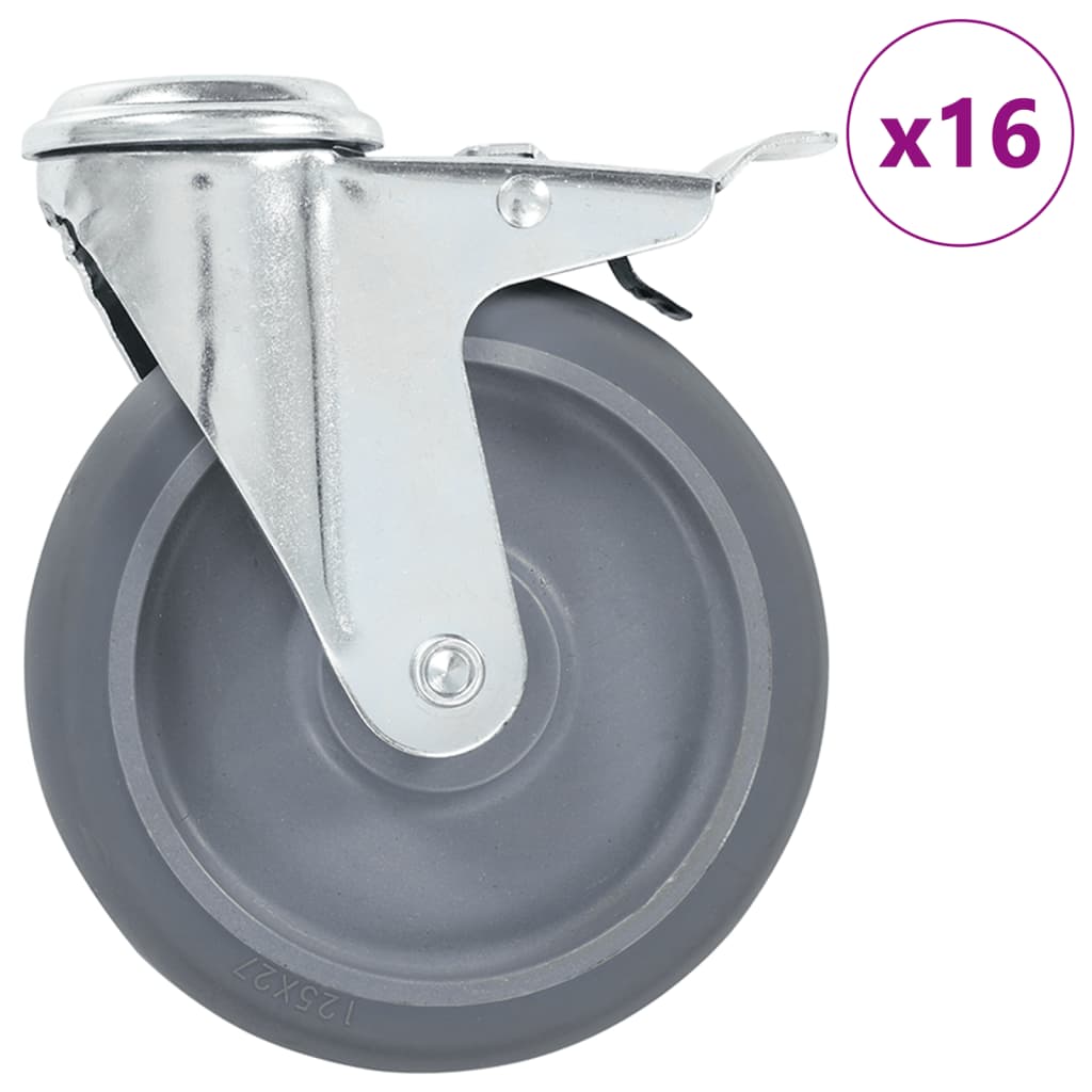 Lenkrollen mit Bolzenloch und Doppelbremsen 4 Stk. 125 mm