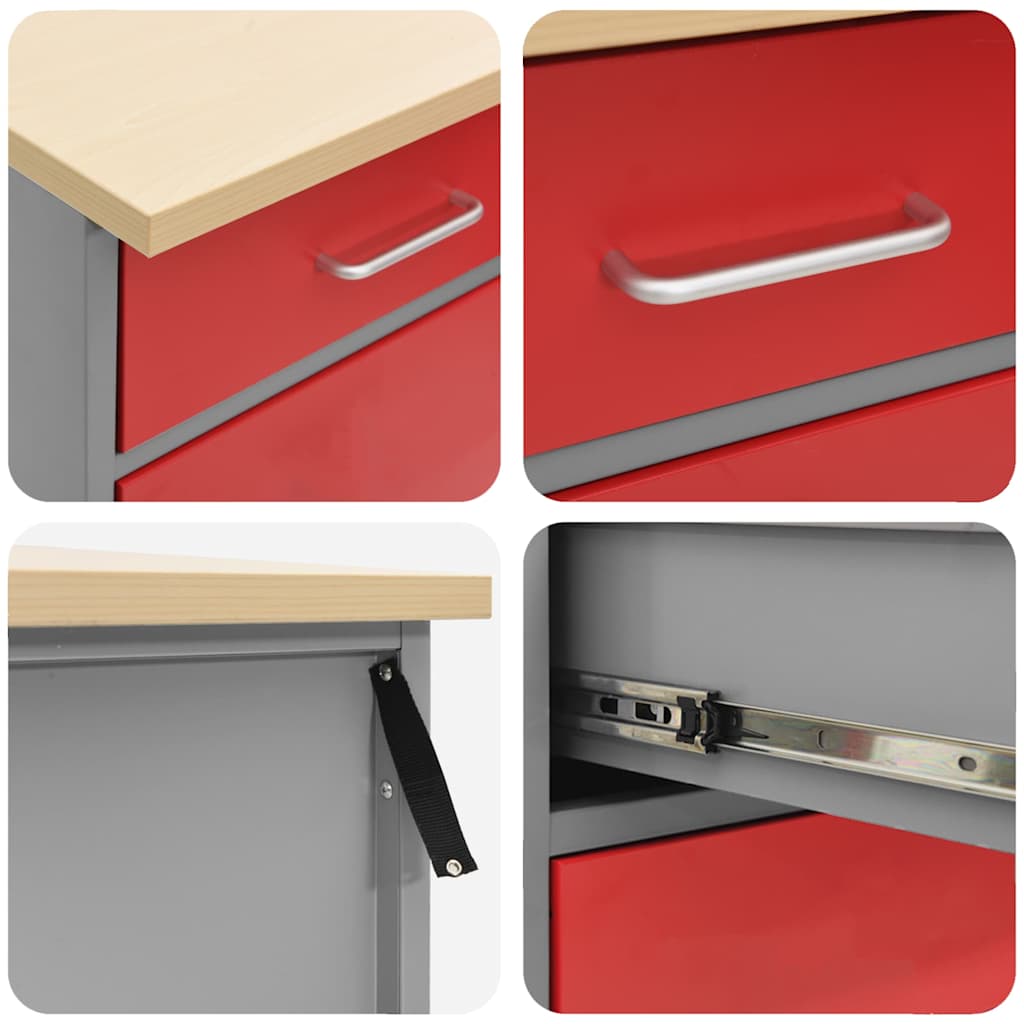 Arbeitsschrankset mit Schubladen mit Regal 8 pcs Grau