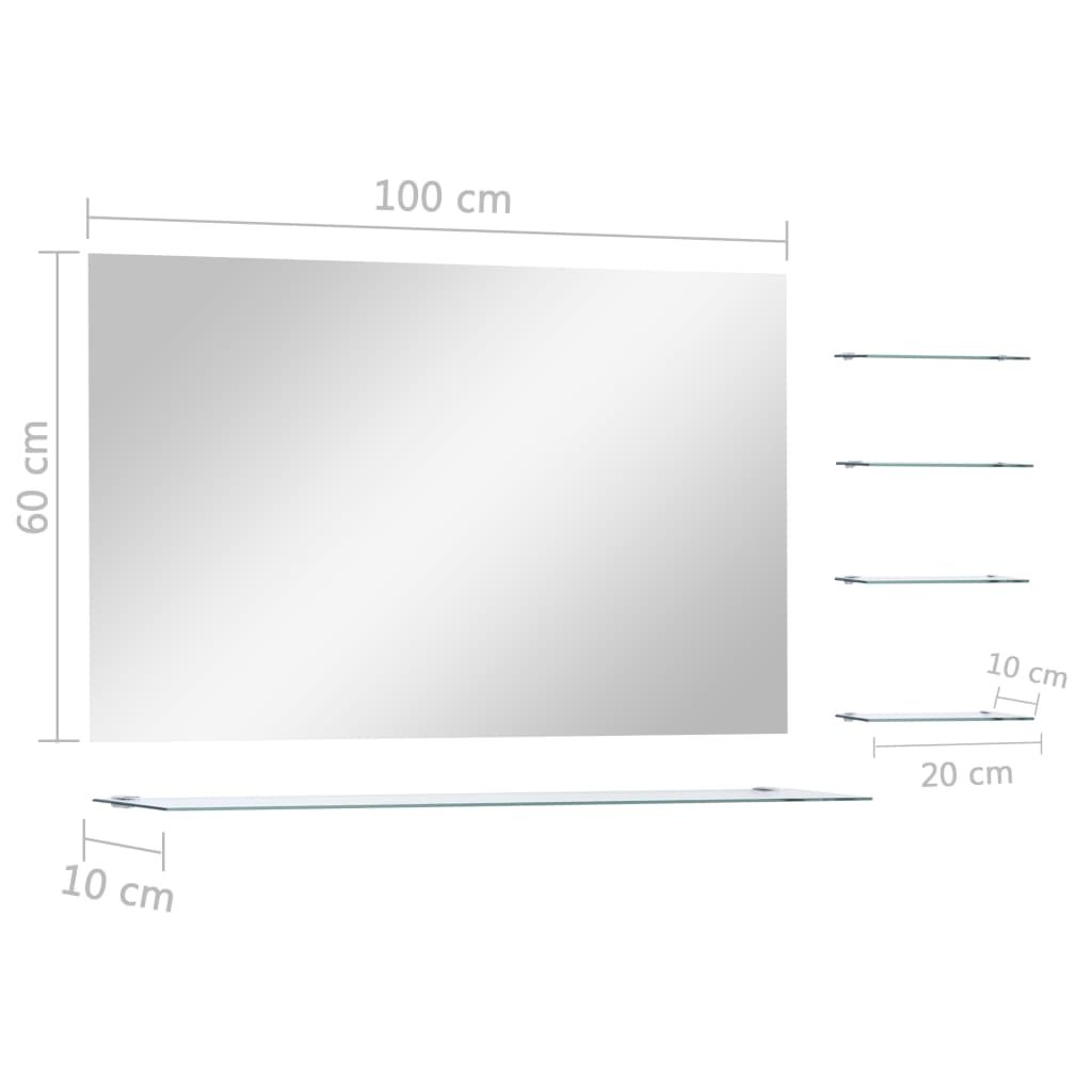 Wandspiegel mit Regal 50×60 cm Hartglas