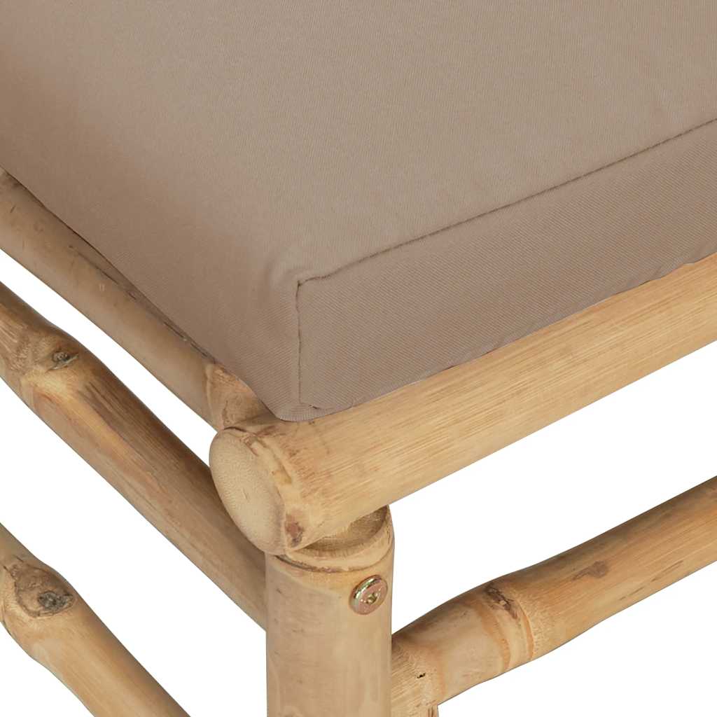 3-tlg. Garten-Lounge-Set mit Hellgrauen Kissen Bambus