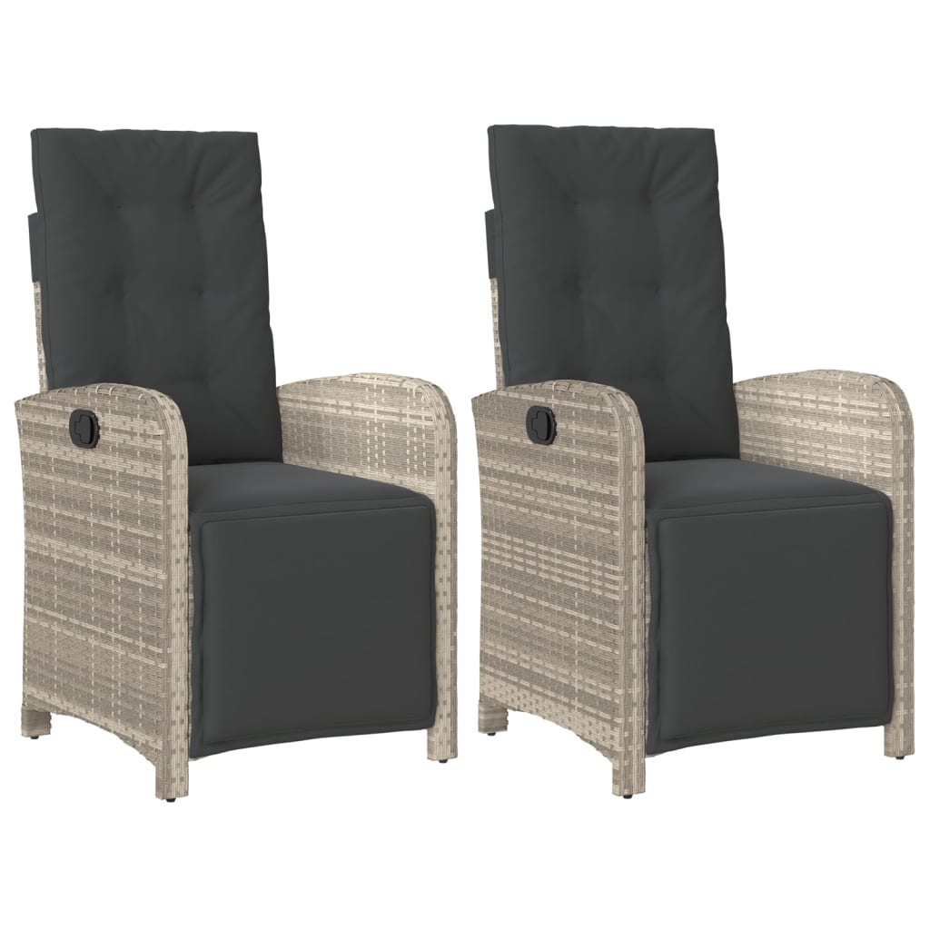 Gartensessel mit Fußteil Verstellbar Schwarz Poly Rattan