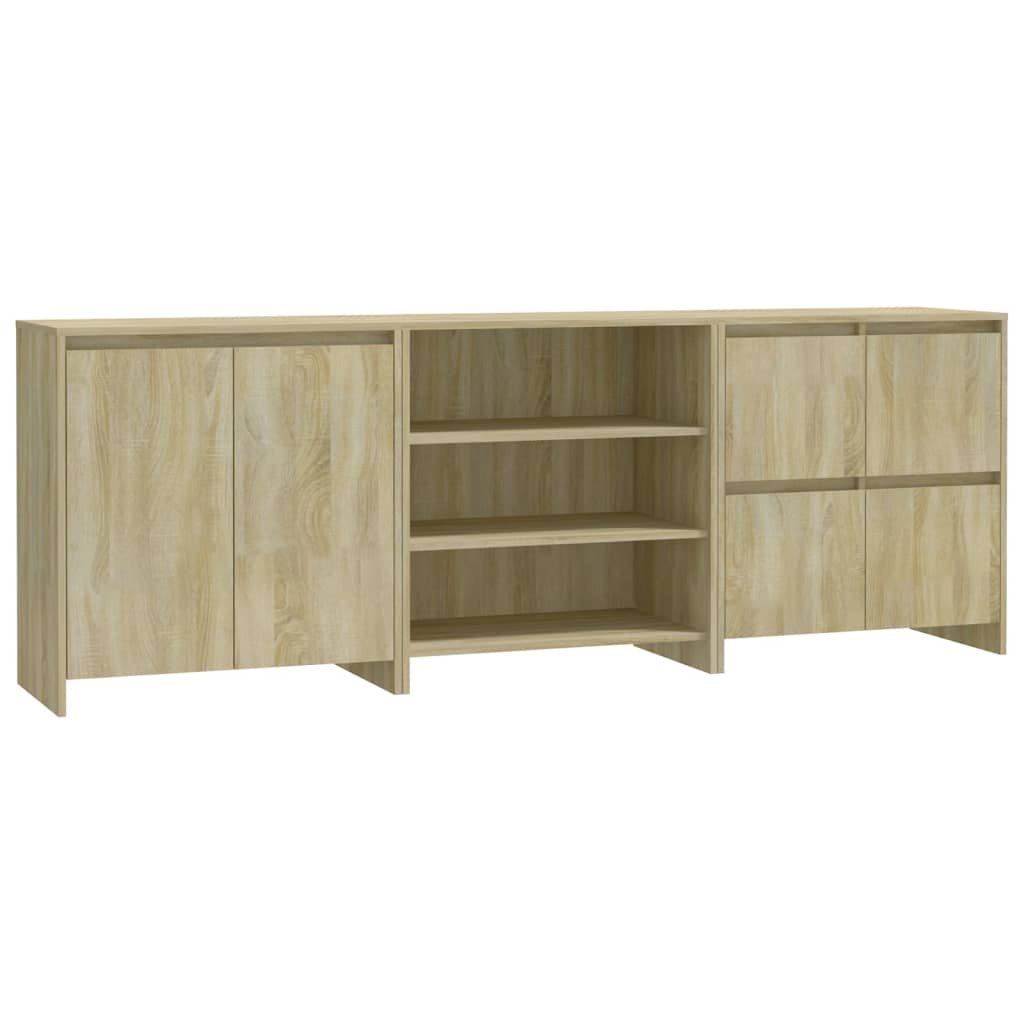 3-tlg. Sideboard Weiß Holzwerkstoff