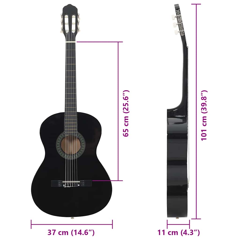 Klassische Gitarre für Anfänger 4/4 39" Lindenholz