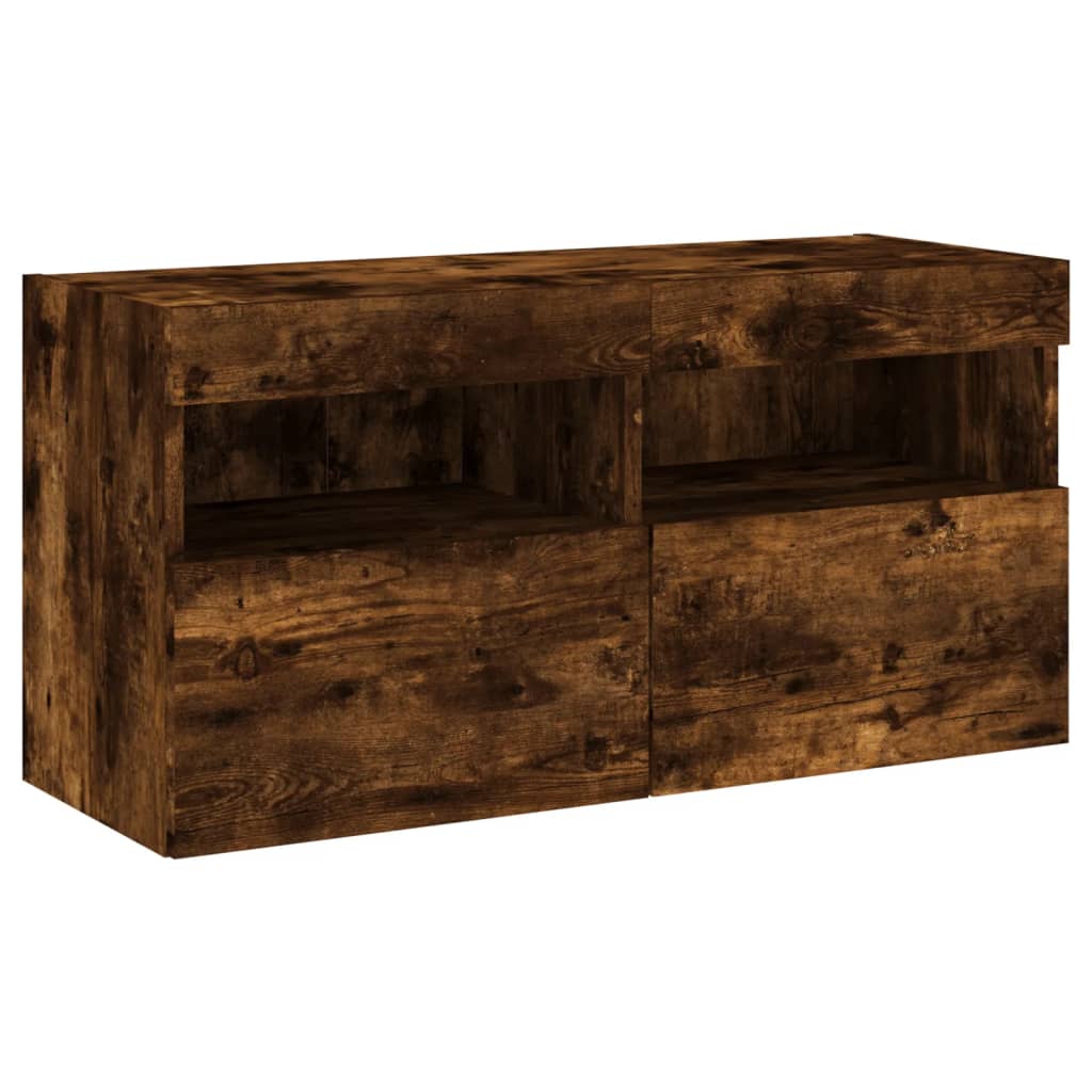 5-tlg. Wohnwand mit LED-Beleuchtung Weiß Holzwerkstoff