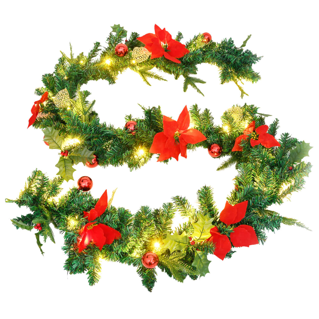 Weihnachtsgirlande mit LED-Lichtern Grün 2,7 m PVC